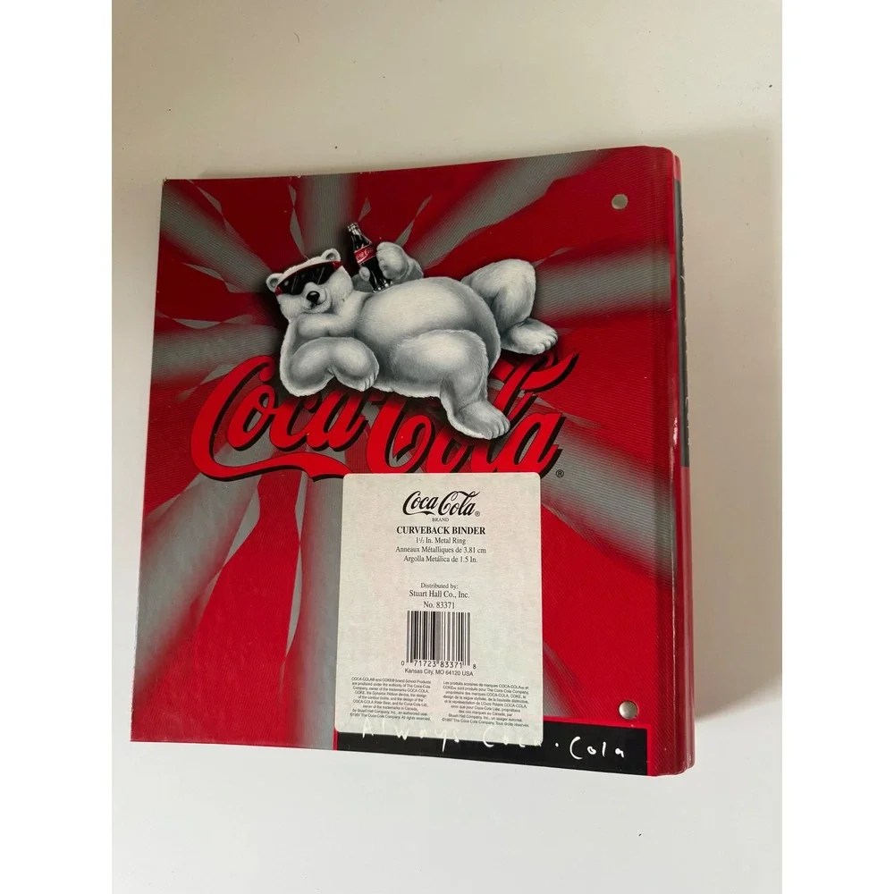 Vintage 1997 Coca-Cola Polar Bear 1.5 Inch Ring Binders Set of 2 Stuart Hall